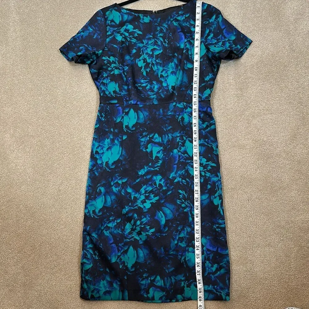 Tahari Floral Dark Sheath Shortsleeves Fairy Office Church Women Dress Size 10